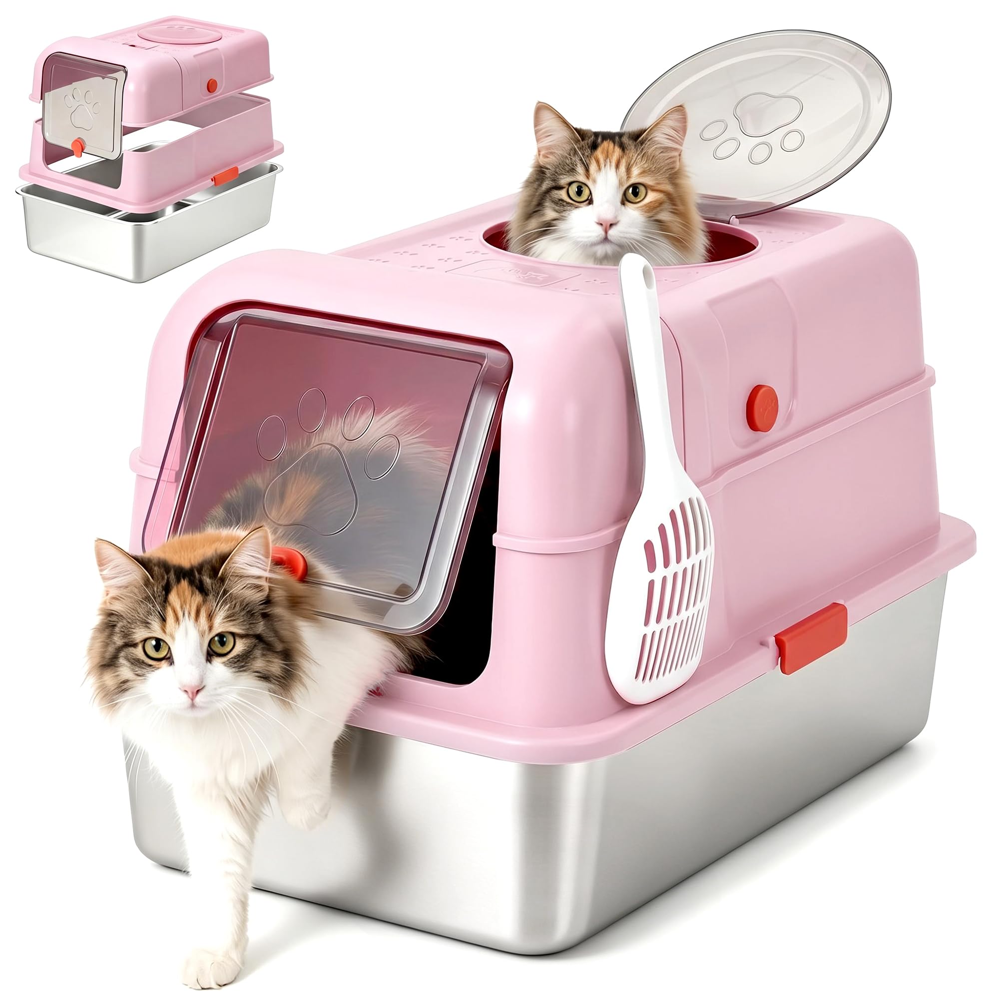 Food Storage Xl - Afgesloten roestvrijstalen kattenbak met deksel, hondenbestendig,