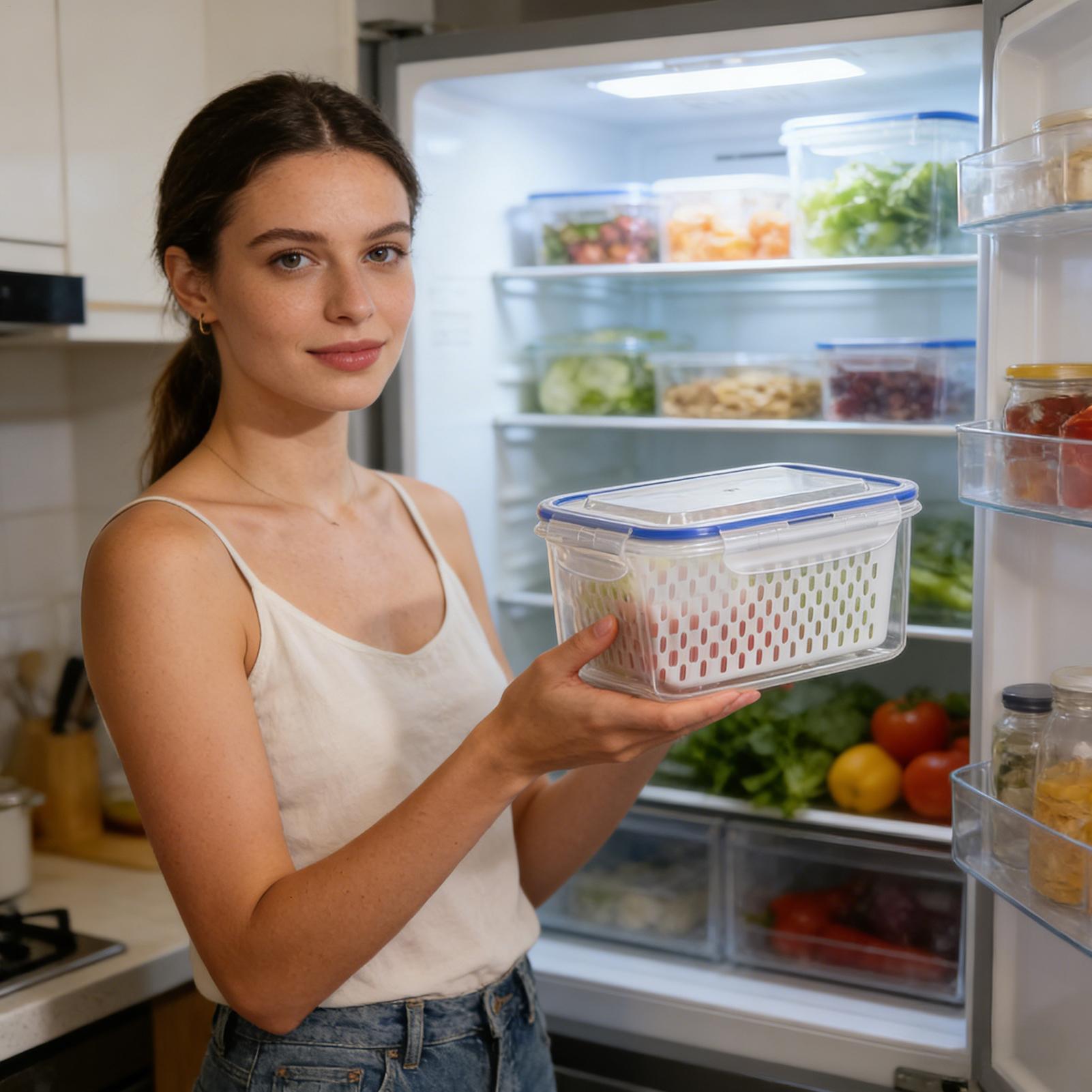 Food Storage For Refrigerator - 4-in-1 voedselbewaarcontainer 4-in-1 lekvrije transparante organizers