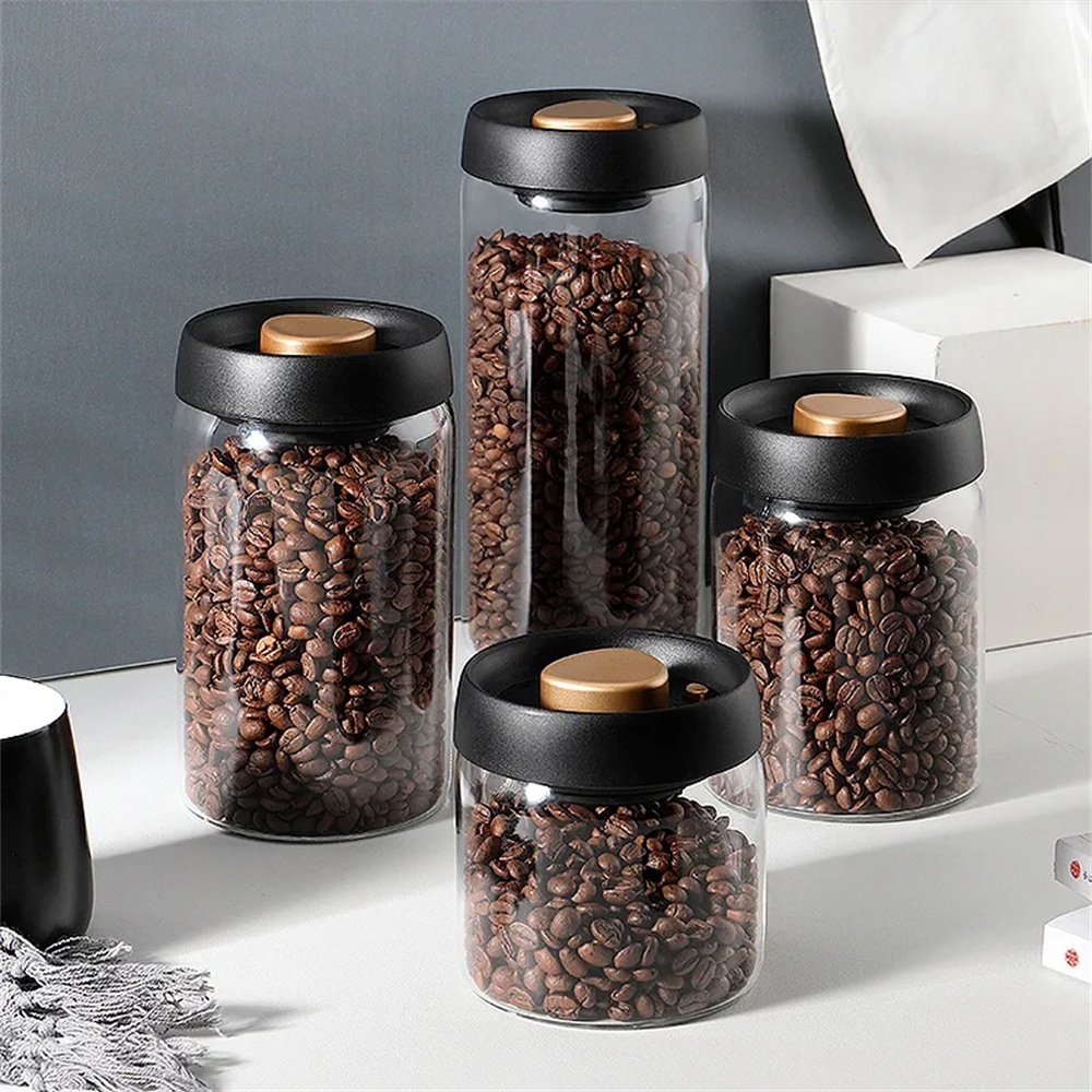 Food Storage Vacuum Containers - 1pack Koffiebonenopslagcontainer Luchtdicht deksel Verzegeld met