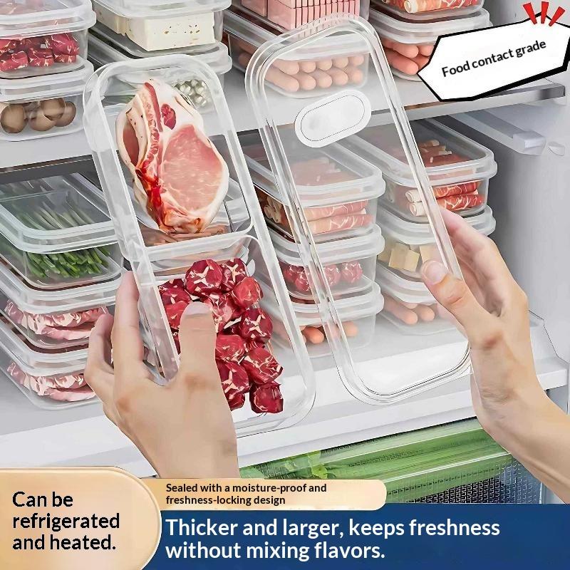 Food Storage For Pantry - Stapelbare koelkast-vriezer-organizer, 1-pack vierkante voedselopbergdoos voor