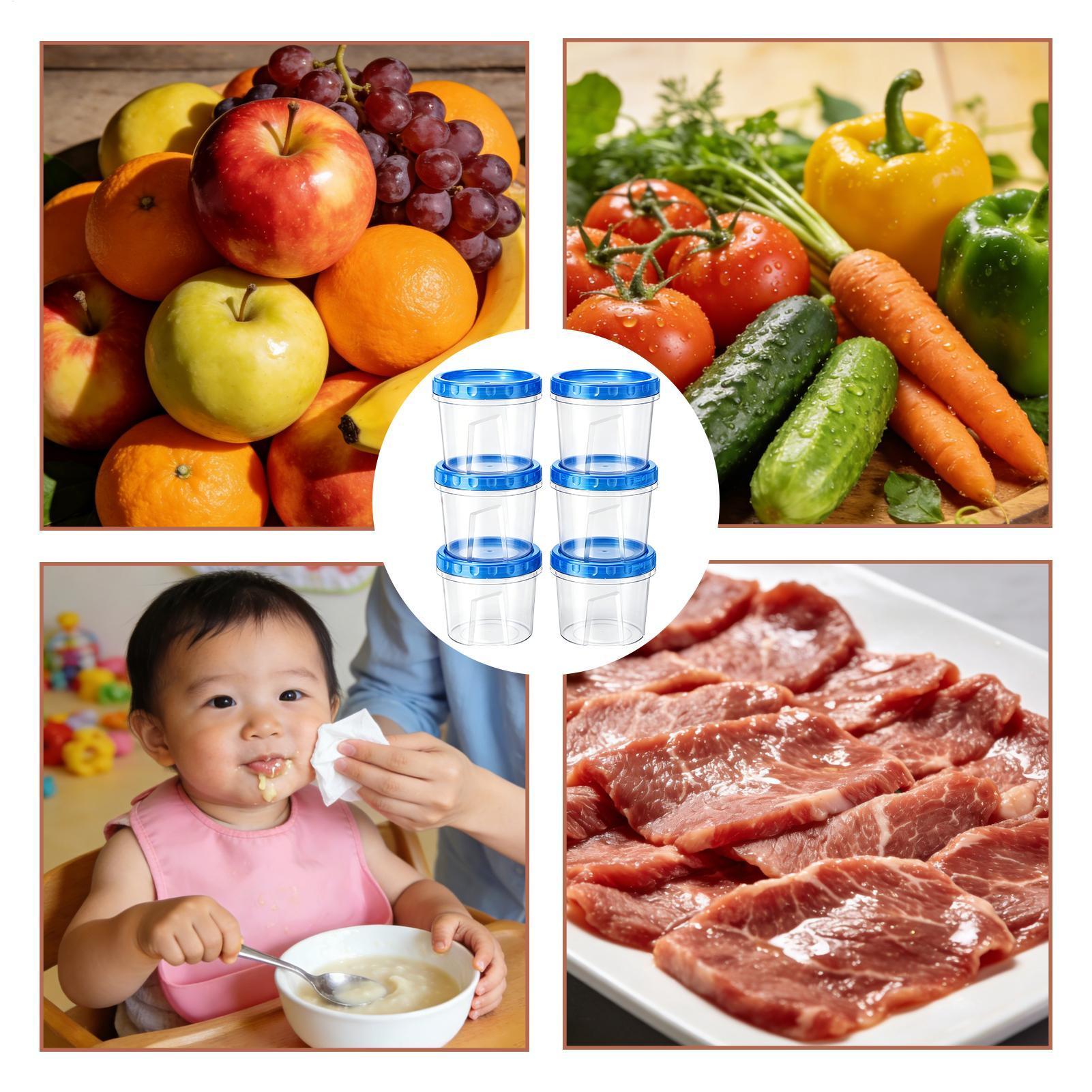 Food Storage For Refrigerator - Vriezercontainers voor voedselopslag 6-delige 16oz lekvrije