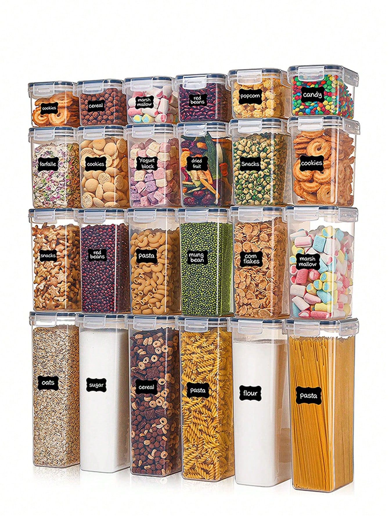 Food Storage For Pantry - 48 stuks luchtdichte voedselbewaarcontainers, gratis plastic
