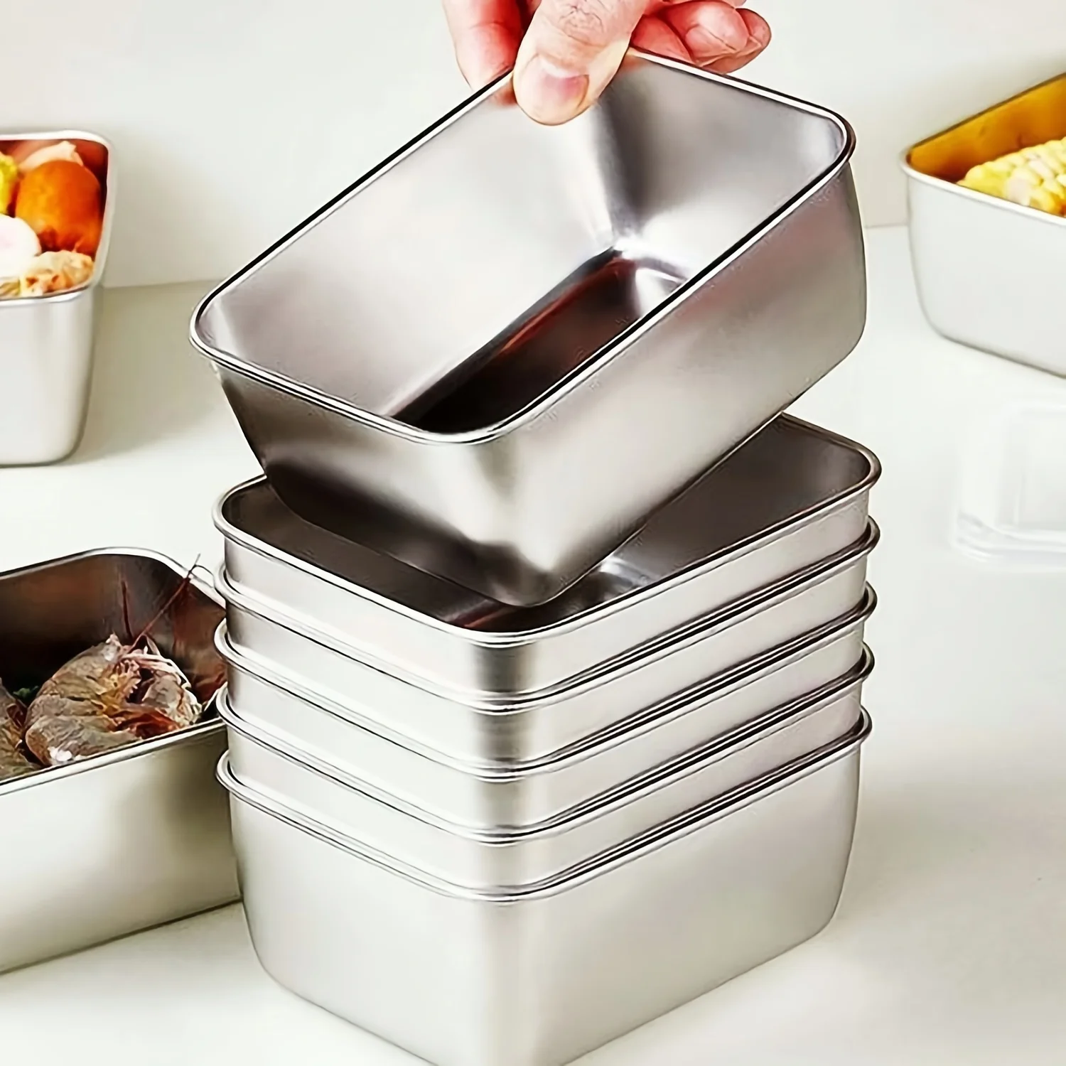 Food Storage Stackable Containers - RVS voedselbewaarbakjes set met deksels -