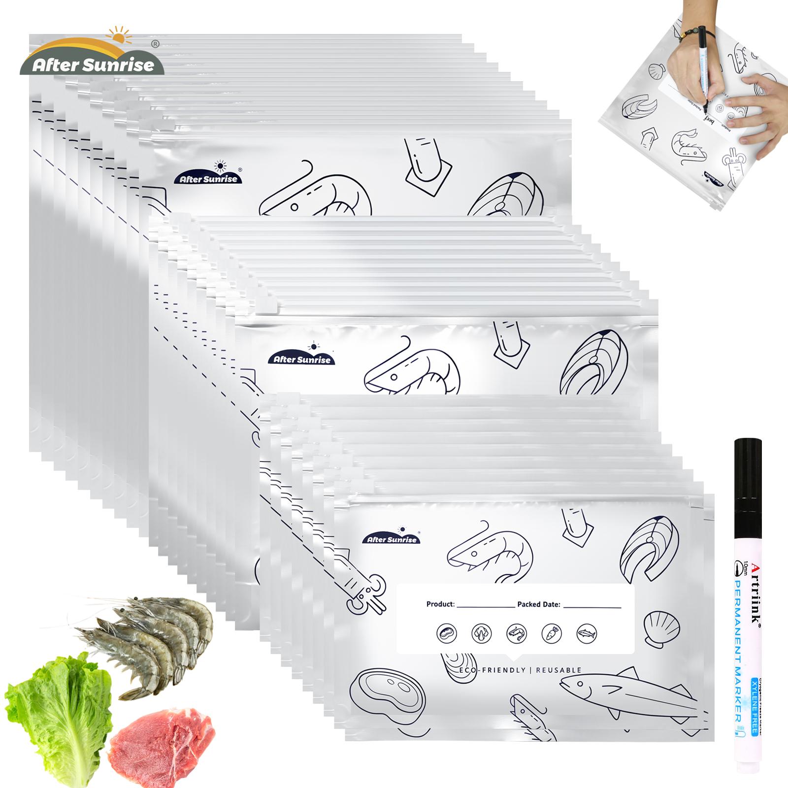 Food Storage Labels - 【Gekoelde Voedselproducten】Herbruikbare, afsluitbare opbergzakken van aluminiumfolie,