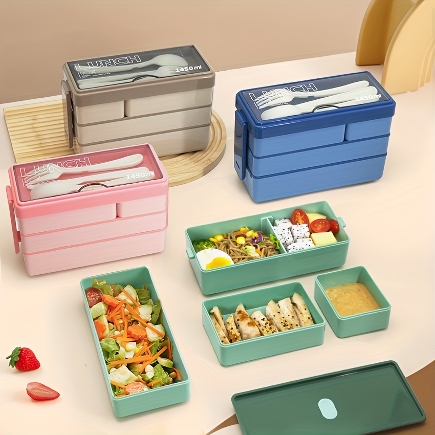 Food Storage Stackable Containers - 1450ML Bento Lunchbox Grote capaciteit Meerlaagse