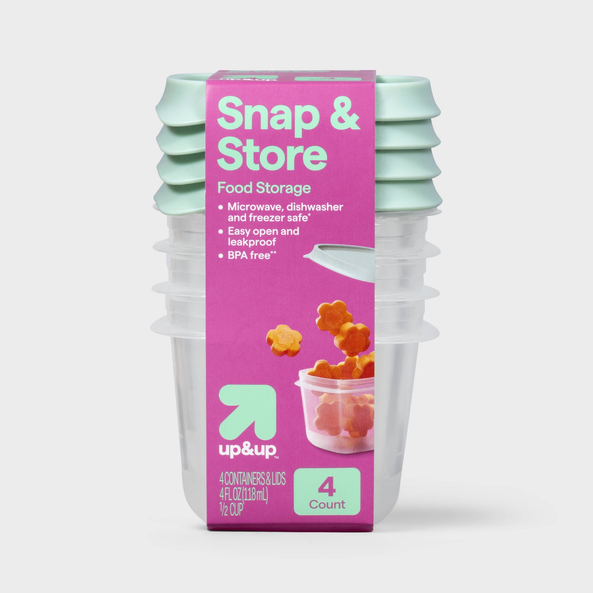 Food Storage Stackable Containers - 4-delige mini vierkante halve beker voedselbewaarbakjes,