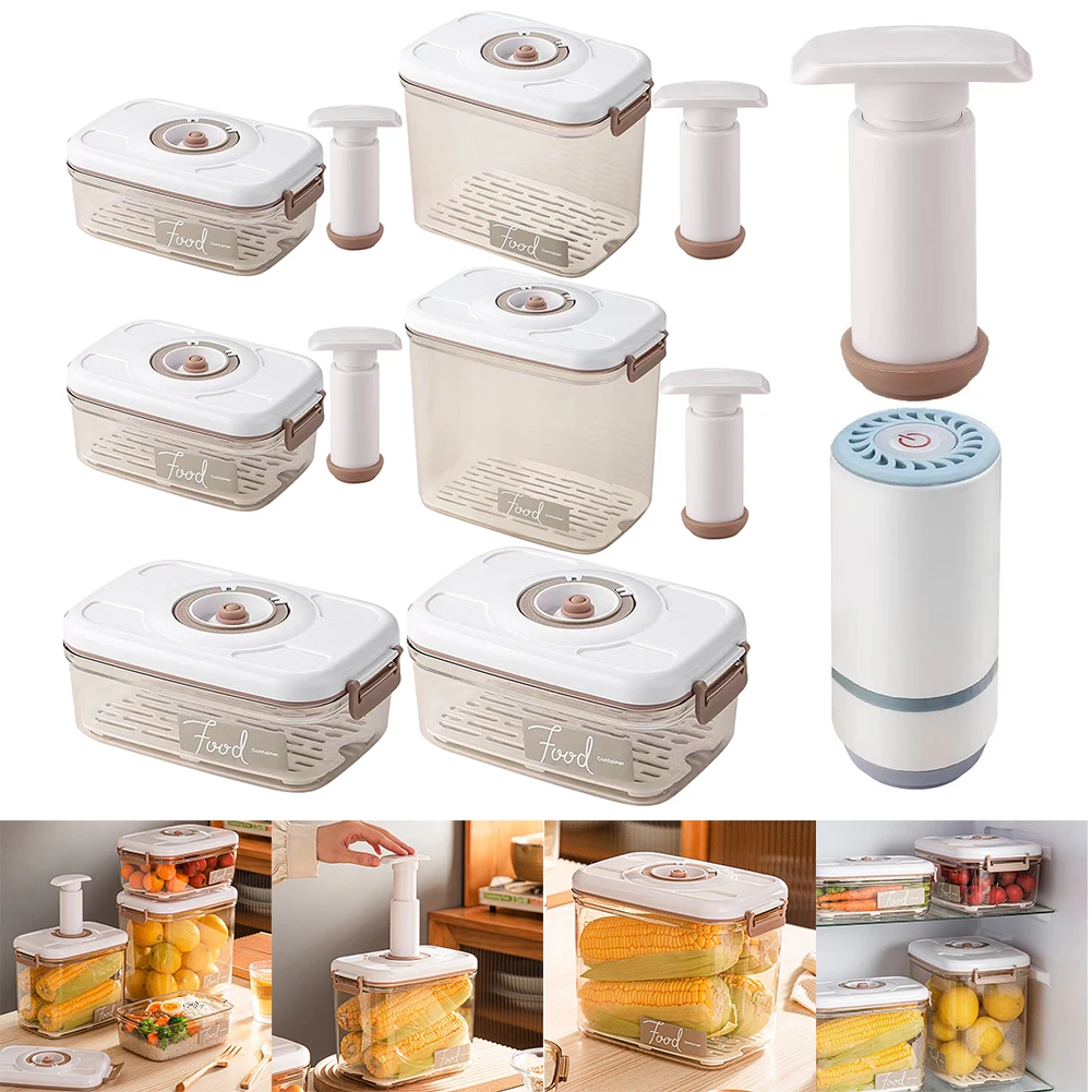 Food Storage Vacuum Pump - Vacuüm voedselopbergdoos Vacuüm voedselcontainer met tijdkompas