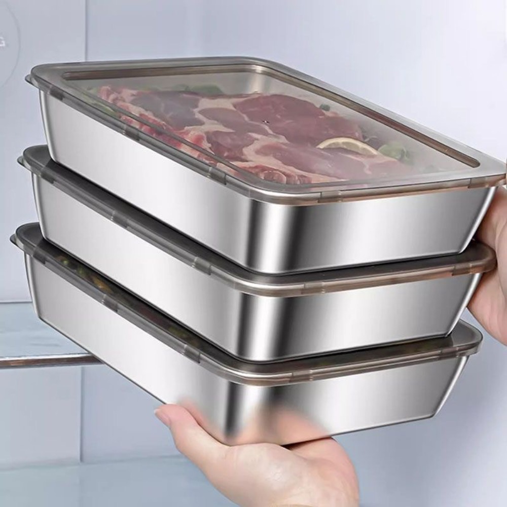 Food Storage With Colander - Serveerschaal van roestvrij staal van voedingskwaliteit