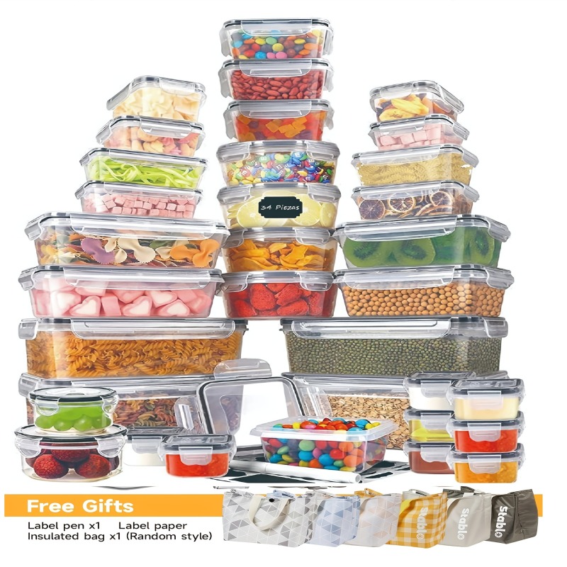 Food Storage Labels - 48-delige BPA-vrije voedselbewaarset – 24 luchtdichte