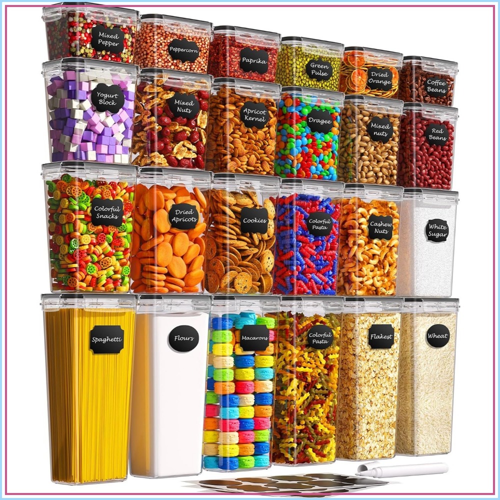 Food Storage Labels - 24 stuks luchtdichte voorraaddozen met deksels,