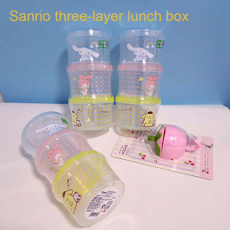 Food Storage Stackable Containers - Kitty Bento Box Set 3-delig, schattige