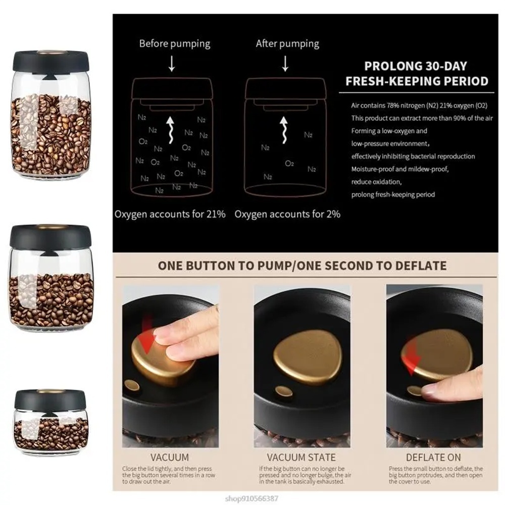 1pack Koffiebonenopslagcontain - Food Storage Vacuum Containers recensie en prijs