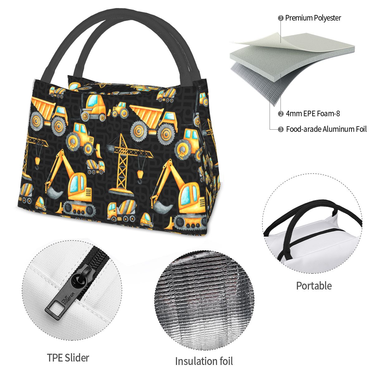 Gele bouwtrucks geïsoleerde lu - Food Storage Yellow recensie en prijs