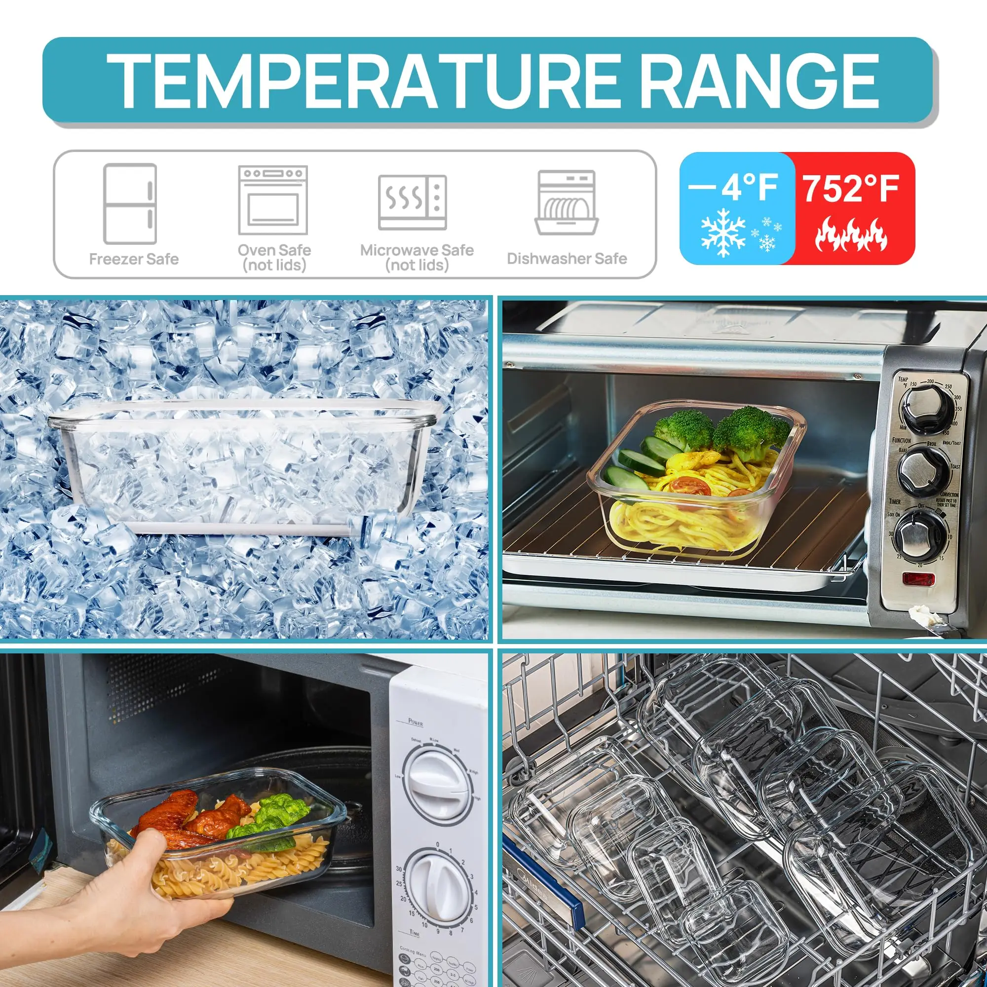 Glazen lunchbox Voedselopslagc - Food Storage Glass Containers recensie en prijs